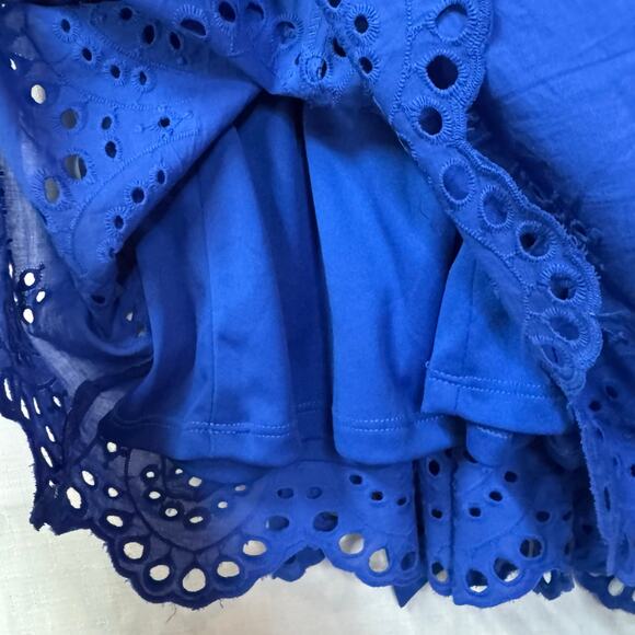 A-Line Dress Women's 4 Cobalt‎ Blue Lace Eyelet Coastal Preppy Feminine Summer - Picture 8 of 13